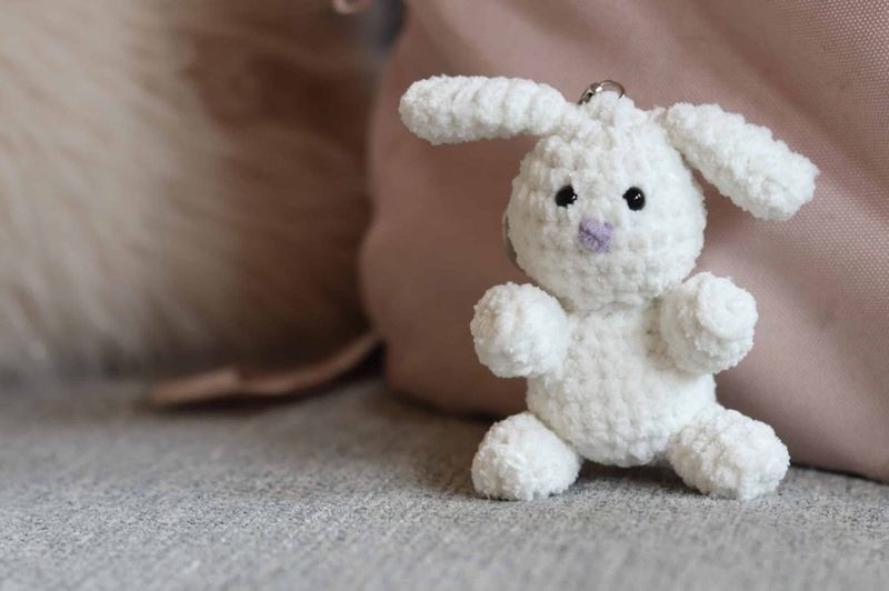 Bunny Keychain free crochet pattern by Sarah