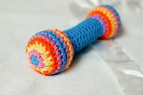Crochet Baby Rattle / Clutch Toy free crochet pattern by Petals to Picots