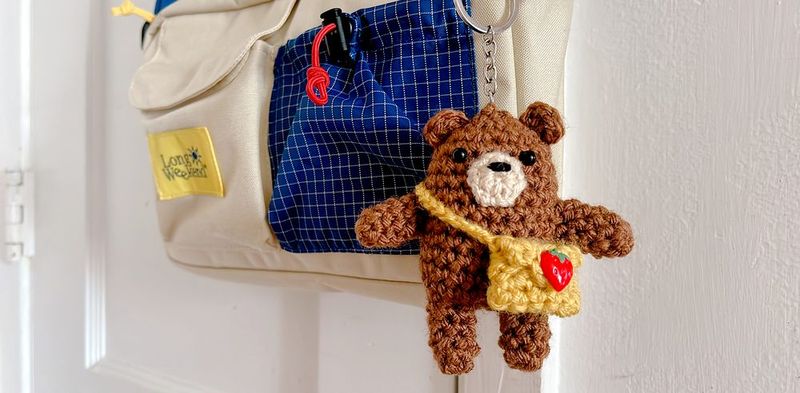 Teddy Bear Bag Charm free crochet pattern by Twinkie Chan
