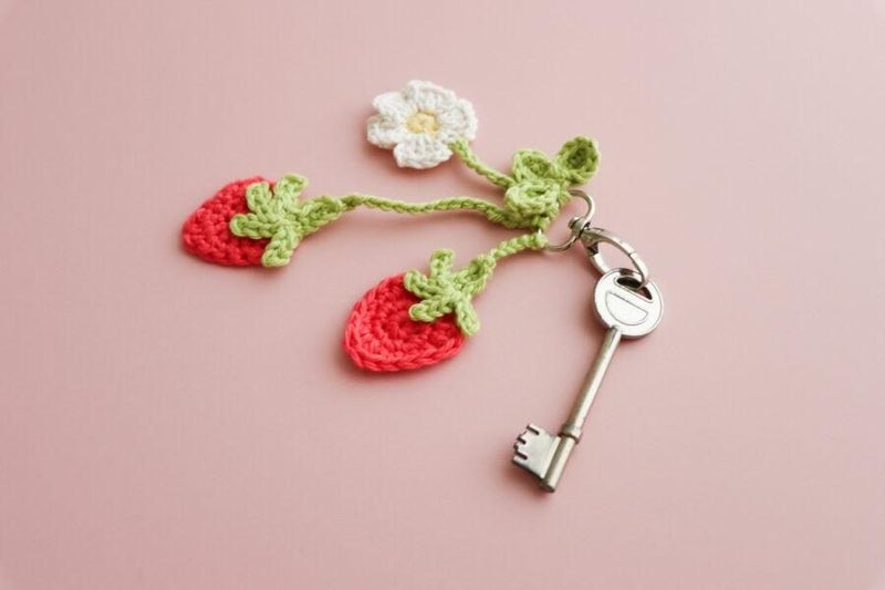 Strawberry Keychain free crochet pattern by Sarah-Jayne Fragola