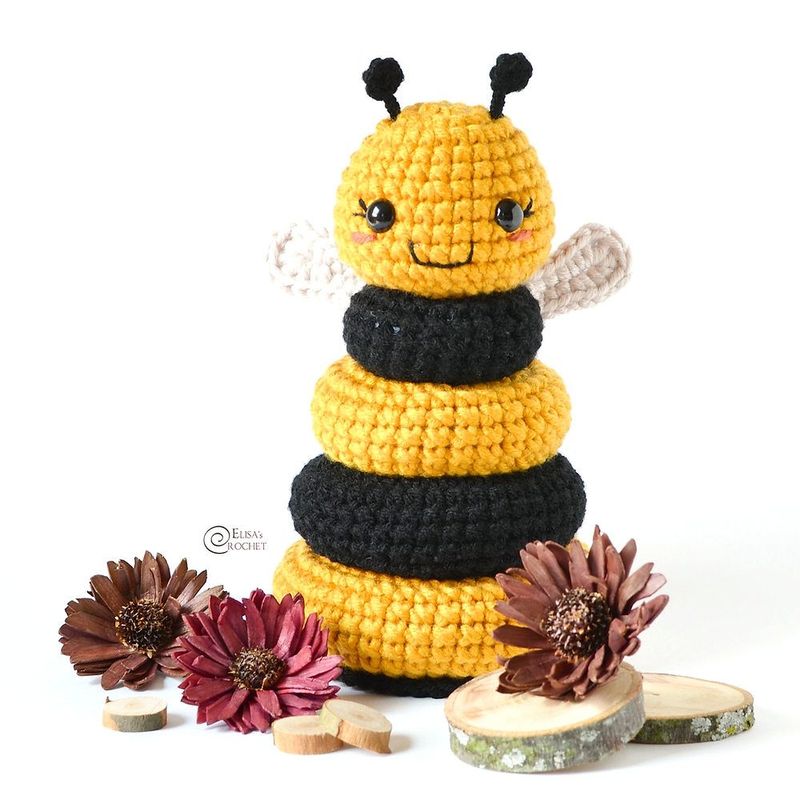 Bee Stacking Toy free crochet pattern by Elisa Sartori