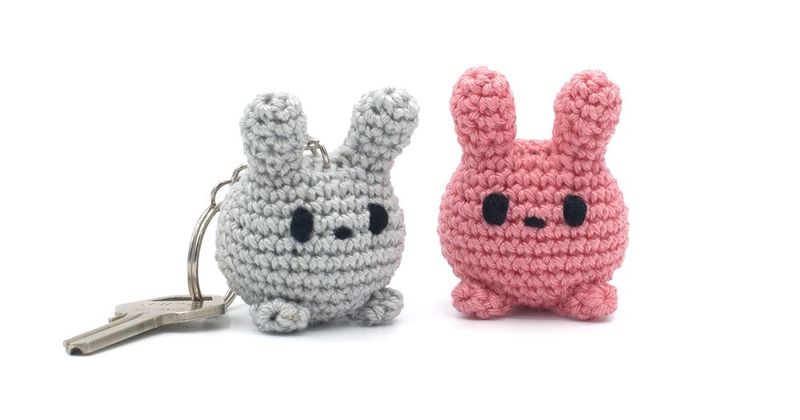 Mini Bunny Keychain free crochet pattern by Mariska Vos-Bolman
