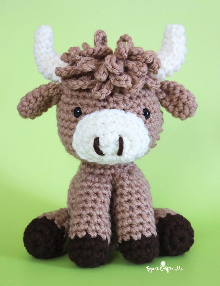 Crochet Highland Cow by Repeat Crafter Me free crochet pattern by Sarah