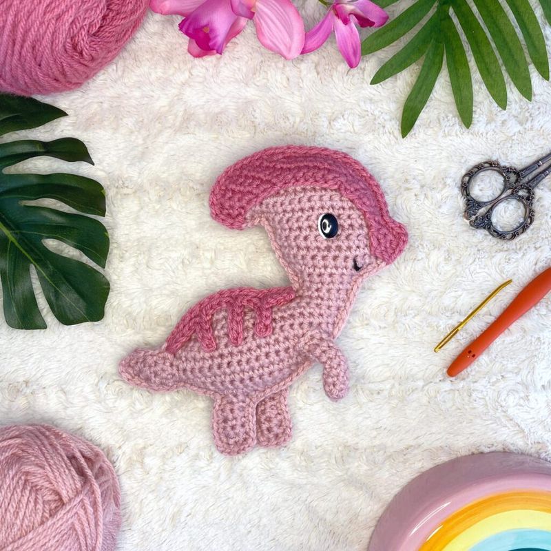 Phoebe the Parasaurolophus free crochet pattern by Jillian Hewitt