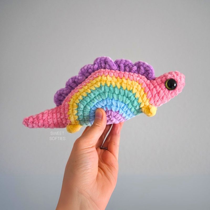 Rainbow Stegosaurus free crochet pattern by Jade