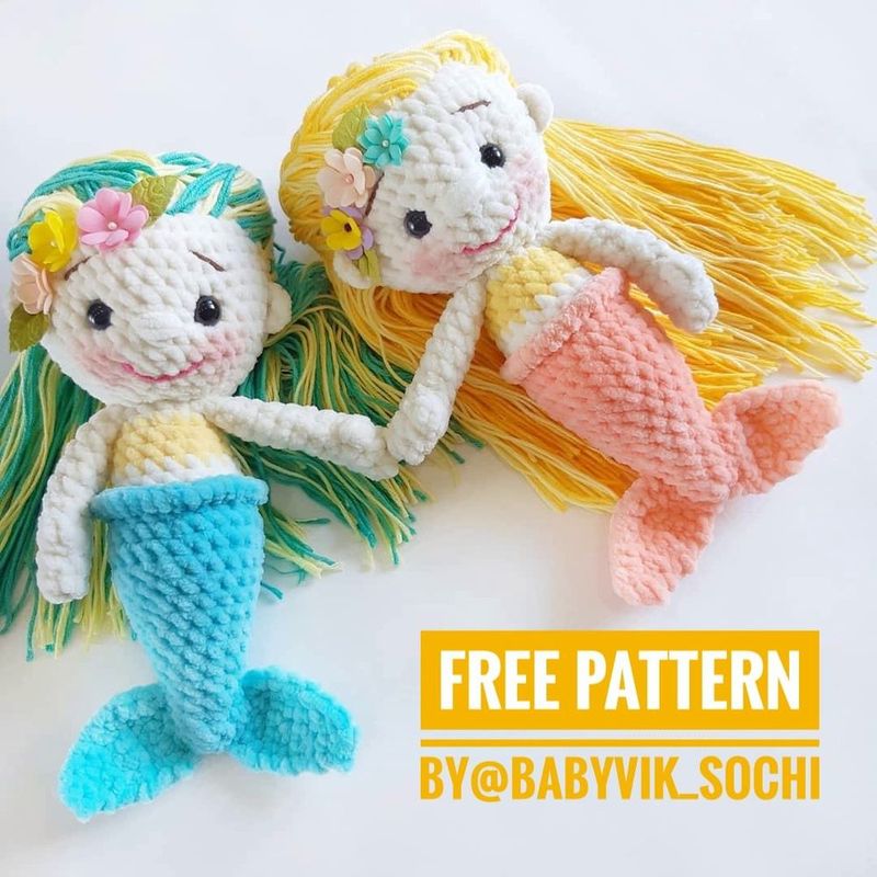 Crochet Mermaid Doll free crochet pattern by Anastasia Dmitrieva (shared on Amigurum)