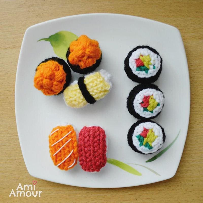 Sushi Crochet Pattern (Amigurumi Food Set) free crochet pattern by Ami Amour