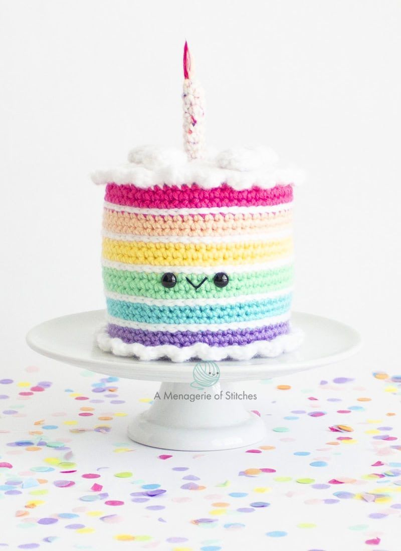 Rainbow Birthday Cake Amigurumi free crochet pattern by Lauren Espy