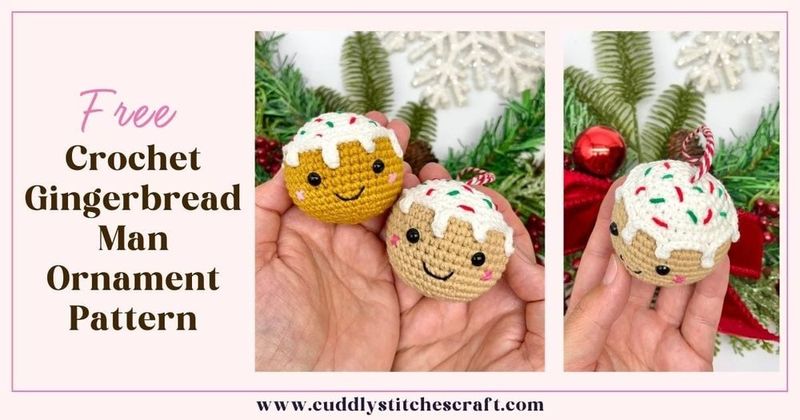Crochet Gingerbread Man Ornament free crochet pattern by Petra Salisbury