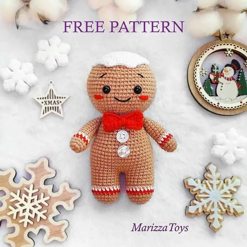 Gingerbread Man Amigurumi by Marizza Toys free crochet pattern by Marizza Toys (shared on Amigurum)