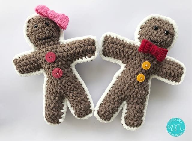 Gingerbread Boy and Girl, Ragdoll Style free crochet pattern by Maria Weaber