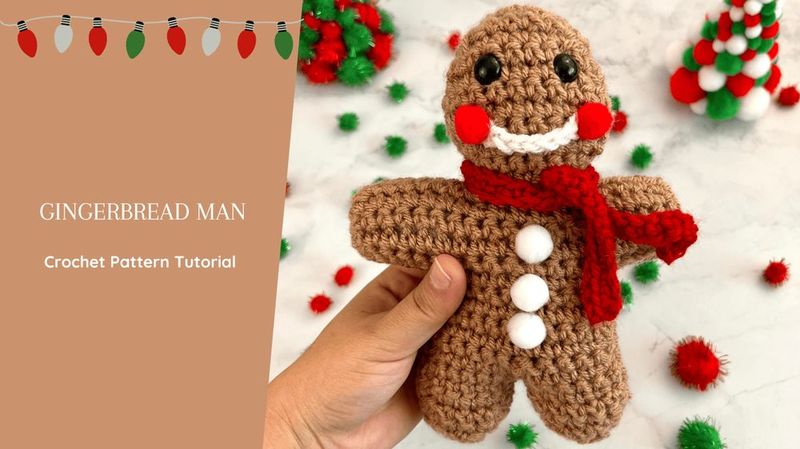 Gingerbread Man Stuffie with Scarf free crochet pattern by Kylee Keller