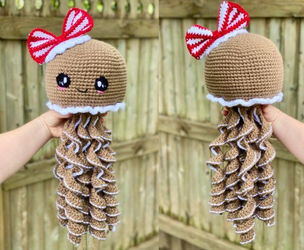 Gingerbread Jellyfish Amigurumi free crochet pattern by Melissa Moore
