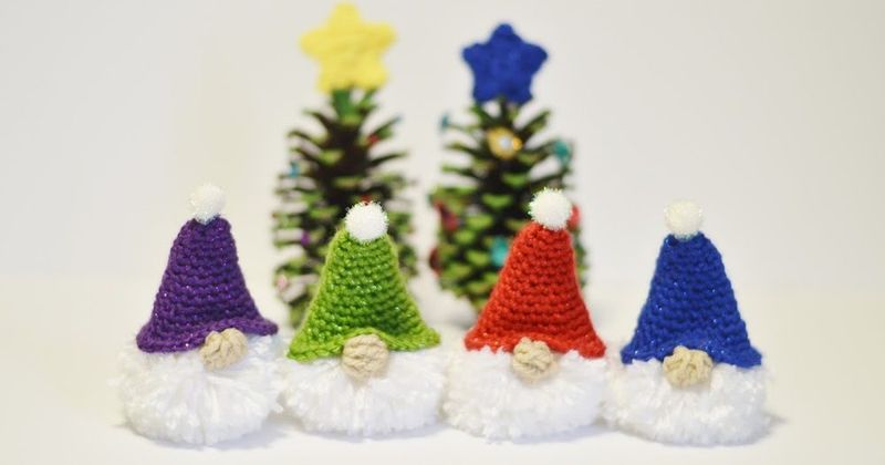 Puffball Gnome Ornament free crochet pattern by Alexandra Halsey