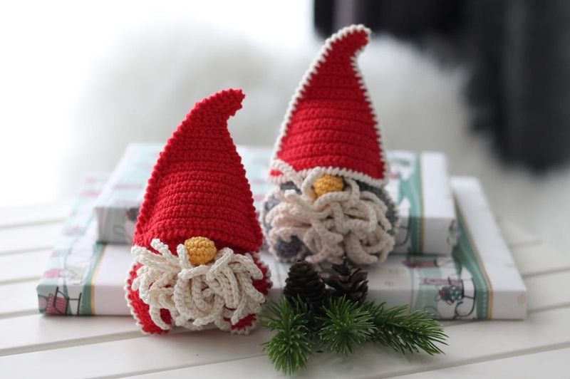 Scandinavian Christmas Gnome Ornament free crochet pattern by Vira Velmozhna