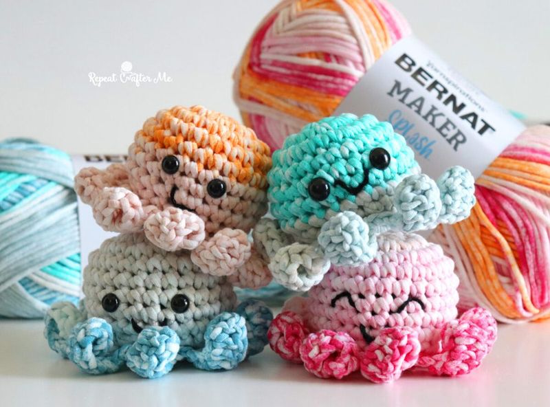 Mini No-Sew Crochet Octopus free crochet pattern by Repeat Crafter Me