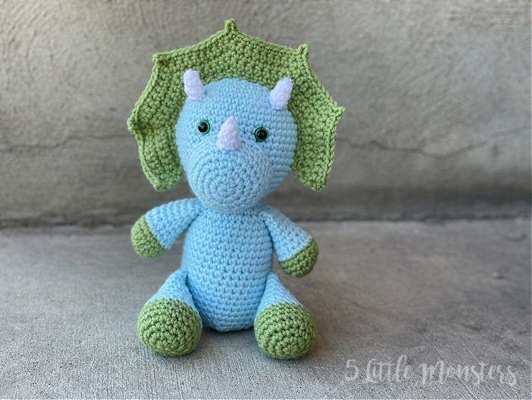 Crocheted Triceratops free crochet pattern by Erica Dietz