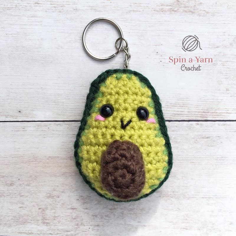 Avocado Keychain free crochet pattern by Jillian Hewitt