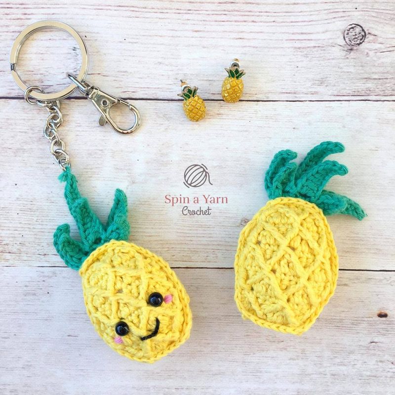 Pineapple Keychain free crochet pattern by Spin a Yarn Crochet